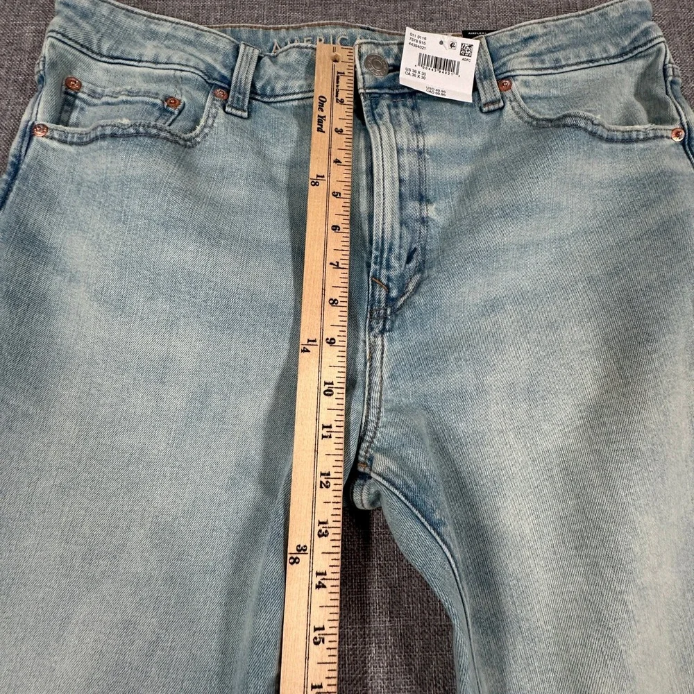 American Eagle AE Slim Straight Jeans Mens 36x30 Light Blue Airflex Stretch NEW